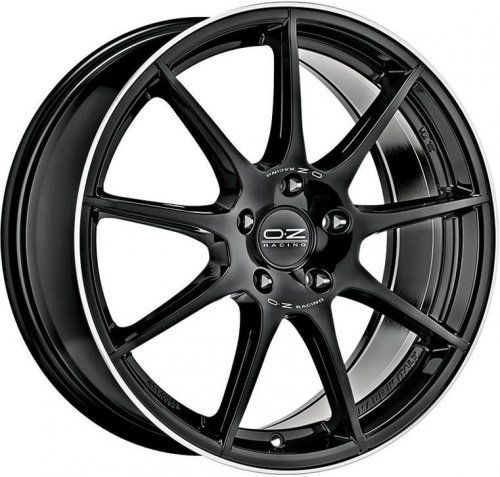 Диски OZ Racing Veloce GT 7,5x17 5x112 ET50 dia 75 gloss black diamond lip silver lettering - 1