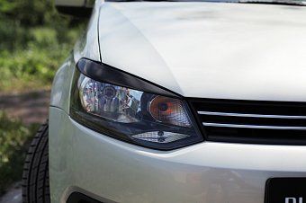 Накладки на передние фары (реснички) компл.-2 шт. Вариант 2 для Volkswagen Polo V (2009-2016)
